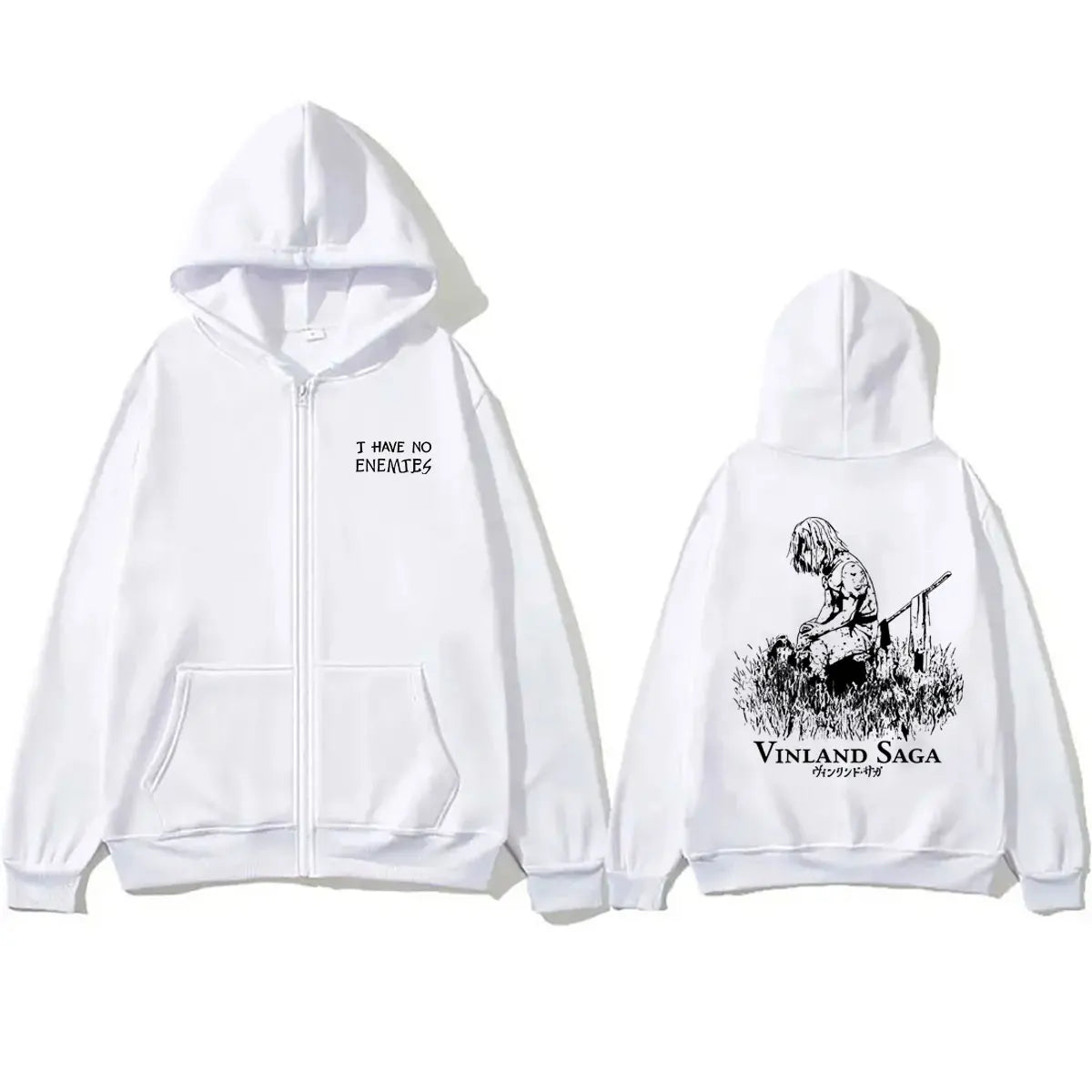 Anime Vinland: Saga Thorfinn I Have No Enemies Zipper Hoodie Men's Women Manga Casual Oversized Zip Up Jacket Male 90s Streetwear