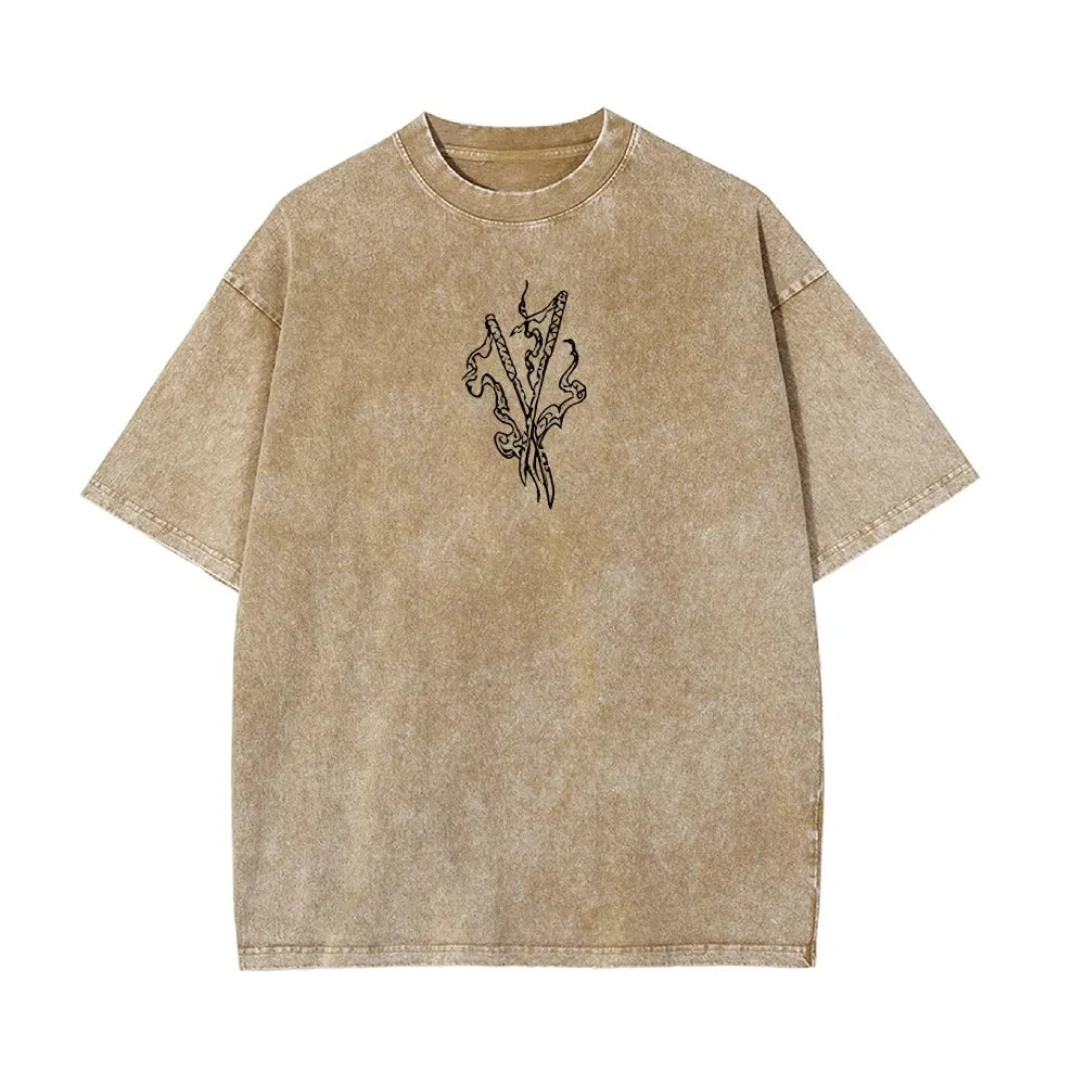 Demon Slayer: Men's Women's Washed T-Shirt Inosuke Hashibira Summer Spring Anime Tee Retro Distressed High Quality Short Sleeve