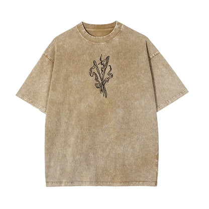 Demon Slayer: Men's Women's Washed T-Shirt Inosuke Hashibira Summer Spring Anime Tee Retro Distressed High Quality Short Sleeve