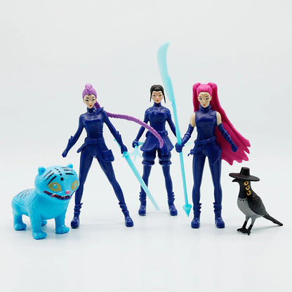 Kpop Demon Hunters Figure Cartoon Kawaii Tiger Rumi Mira Zoey Action Figure PVC Desk Decoration Model Doll Toy Kids Gift