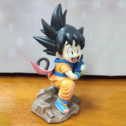 Dragon Ball: Childhood Little Goku Hugs Puer Ya Mu Tea Little Follower Figures Doll Pvc Model Statue Collection Toys Ornamen Gift