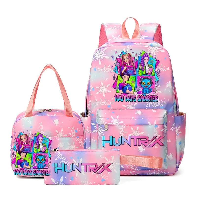 KPop Demon Hunters : Backpack 3pcs set School Bag Lunch Bag Pencil Case Girl Back To School Gift Leisure Mochila Teens Travel Bags