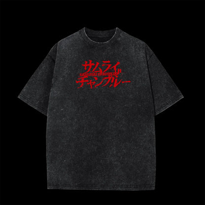 Samurai Champloo: Mugen Graphic Retro T Shirt Summer Y2K Streetwear Washed Cotton Men Tops Clothing