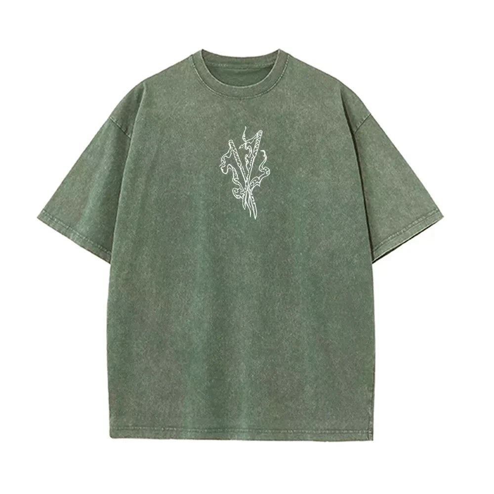 Demon Slayer: Men's Women's Washed T-Shirt Inosuke Hashibira Summer Spring Anime Tee Retro Distressed High Quality Short Sleeve