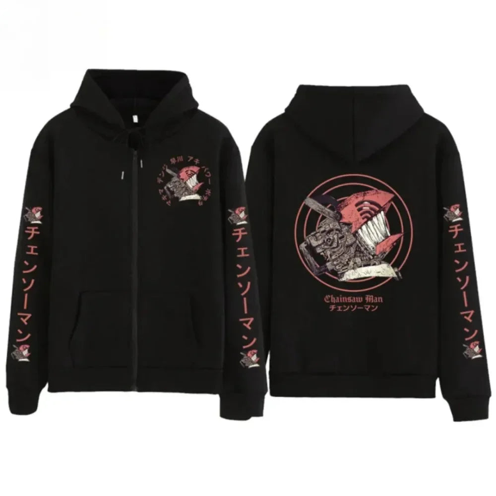Chainsaw Man: Men's And Women's Zipper Coat Hoodie Sweater Long-sleeved Jacket Pochita Anime Spring And Autumn Top Winter