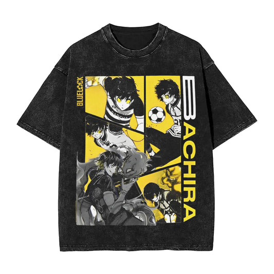 Blue Lock: ISAGI YOICHI T Shirt Printed Cotton Washed  Retro T-Shirts