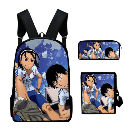 Yowamushi Pedal :3D Print 3pcs/Set pupil School Bags Laptop Daypack Backpack Inclined shoulder bag Pencil Case