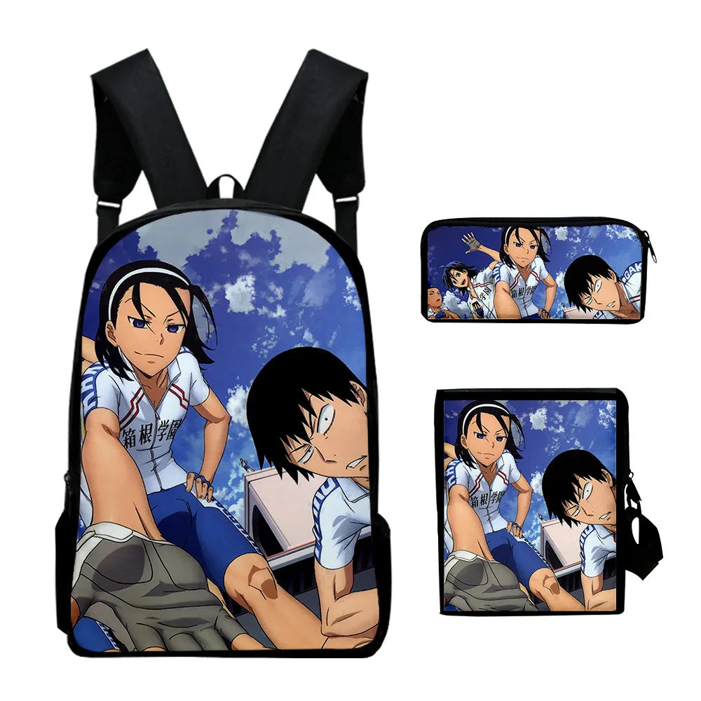 Yowamushi Pedal :3D Print 3pcs/Set pupil School Bags Laptop Daypack Backpack Inclined shoulder bag Pencil Case