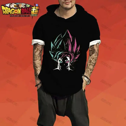 Dragon Ball: T-shirt Men Trend Z GOKU Men's Hooded Essentials 3XL Tops Fashion High Quality Harajuku Style Z Short Sleeve 2025