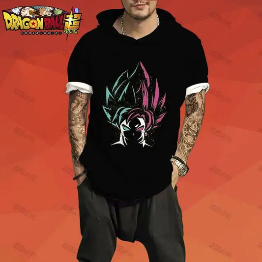 Dragon Ball: T-shirt Men Trend Z GOKU Men's Hooded Essentials 3XL Tops Fashion High Quality Harajuku Style Z Short Sleeve 2025
