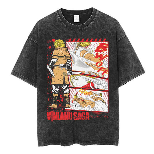 Vinland Saga: T-shirt Manga Thorfinn Karlsefni Graphic Vintage Washed T Shirt Men's Women Casual Cotton Oversized T-shirts