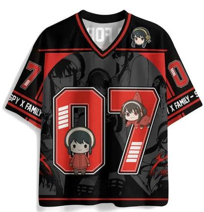 SPy X Family: Adult and Kids Parent-Child Spy Family Anya No. 55 3D Printed American-Style Jersey Trendy Anime Loose Short-Sleeve T-Shirt