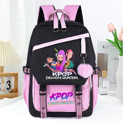 KPop Demon Hunters Fashion Backpack for Boys Girls Anime Cartoon Schoolbag Students Large Capacity Book Stationery Storage Bag