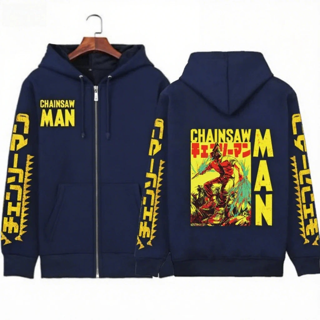 Chainsaw Man: Men's and Women's Zipper Coats Hoodies Sweaters Long-sleeved Jackets Denji Anime Spring and Autumn New Trendy Tops