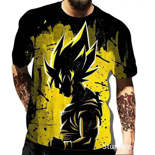 Dragon Ball: Men's 3D Printed Cartoon Tshirt Anime Z Tshirt Summer Harajuku Men Goku Clothes Super Saiya Short Sleeve T-shirt
