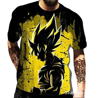 Dragon Ball: Men's 3D Printed Cartoon Tshirt Anime Z Tshirt Summer Harajuku Men Goku Clothes Super Saiya Short Sleeve T-shirt