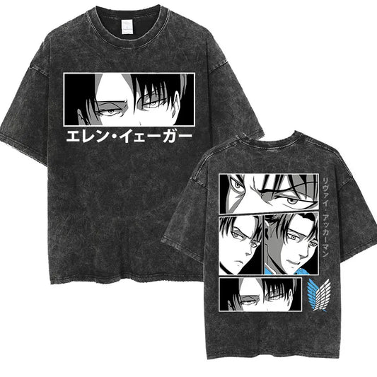 Attack on Titan: Men Women Cartoon Manga Merch Tshirt Men's Oversized T Shirts Washed Vintage Anime Attack on Titan Reiner Braun Graphic T-shirts