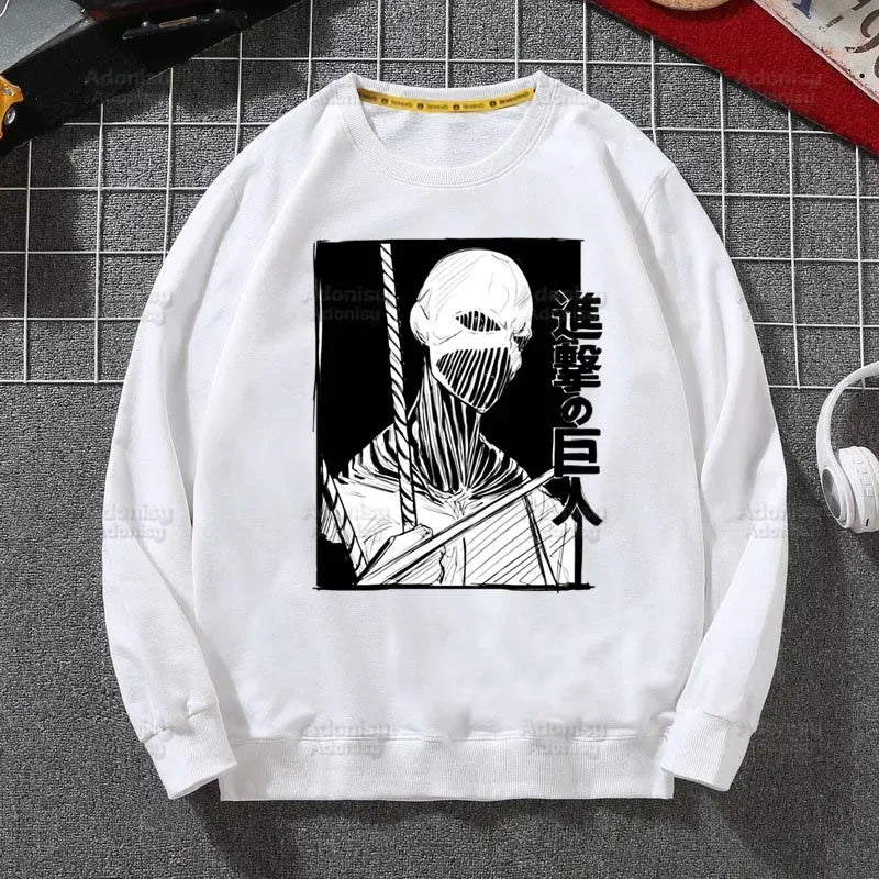 Attack on Titan Fleece Sweatshirts Harajuku Streetwear Autumn Spring Shingeki No Kyojin Anime O Neck Pullover Hoody Mens