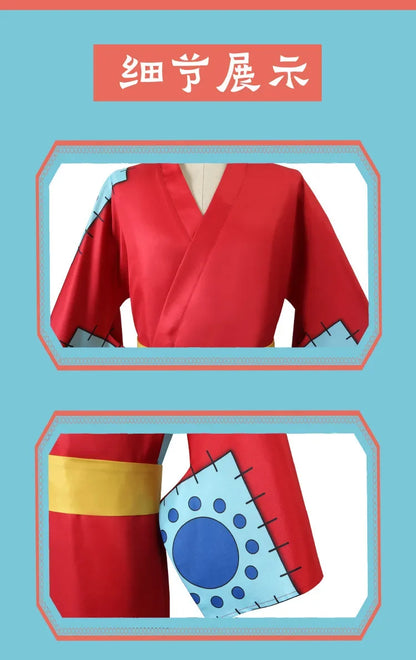 One Piece: Anime Luffy Cosplay Costume, Wano Country Monkey Cosplay Kimono pour hommes adultes chapeau cardigan rouge, olympiques Halloween