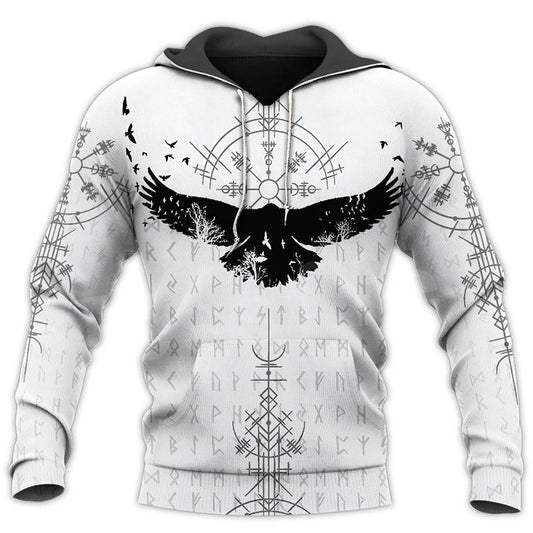 I.L.F.A. - Mens Hoodies Vikings eagle Tattoo Fashion Animal pattern 3D Printed Style Casual Harajuku Hip Hop Pullover Oversized Sudaderas