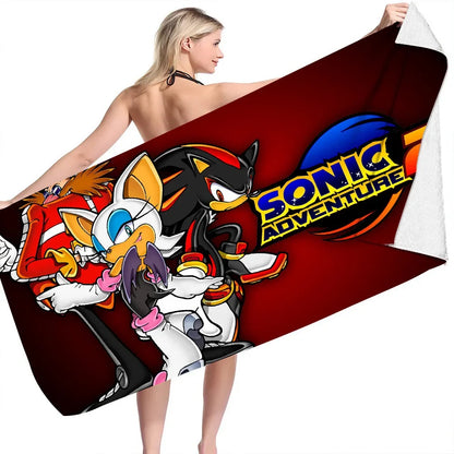 Sonic the Hedgehog: Beach Towel Beach Towel Quick Dry Absorbent Towel Fitness Bath Towel Adult Kids Holiday Gifts