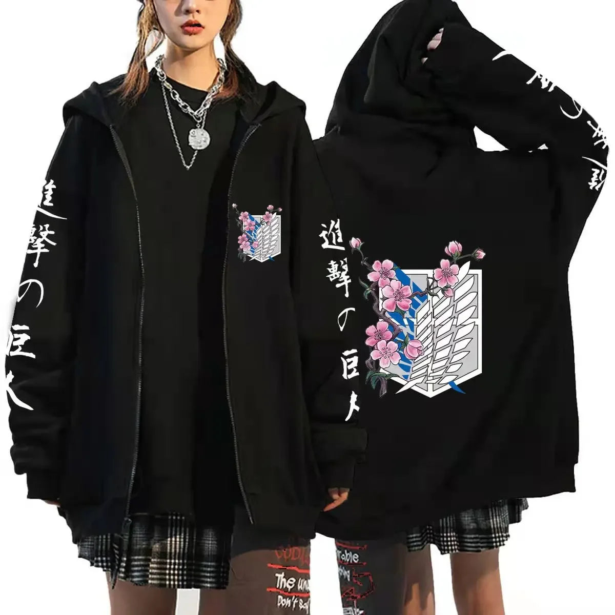 Attack On Titan: Anime Zipper Hoodie Sports Coat Sportswear Role Playing Women Sportswear Autumn Hoodie Fashionable Hoodie Rtable Womens Clothing