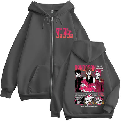 Dandadan: Turbo Granny Print Zipper Hoody Men Women Vintage Long Sleeve Fashion Zip Up Sweatshirt Coats Streetwear