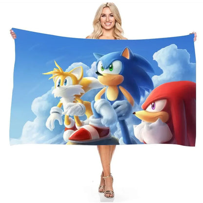 Sonic the Hedgehog: Beach Towel Beach Towel Quick Dry Absorbent Towel Fitness Bath Towel Adult Kids Holiday Gifts