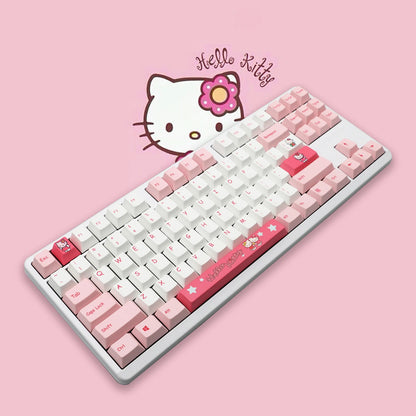 Hello Kitty:87/108 Keys  Mechanical Keyboard Anime Rgb Kawaii Customized For Home Office Laptop Computer For Pc Gamer