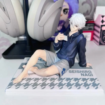 Blue Lock Nagi Seishiro Anime Figure Sitting Figurine PVC Collectible Model Kids Doll Toys Gifts