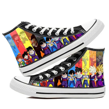 Dragon Ball:  Hand-painted graffiti printing men's high-top canvas shoes goku