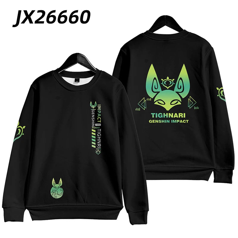 Genshin Impact: Tighnari Funny Hoodie Hip Hop Graphic Sweatshirts Poleron Hombre Unisex Streetwear Harajuku Tracksuit