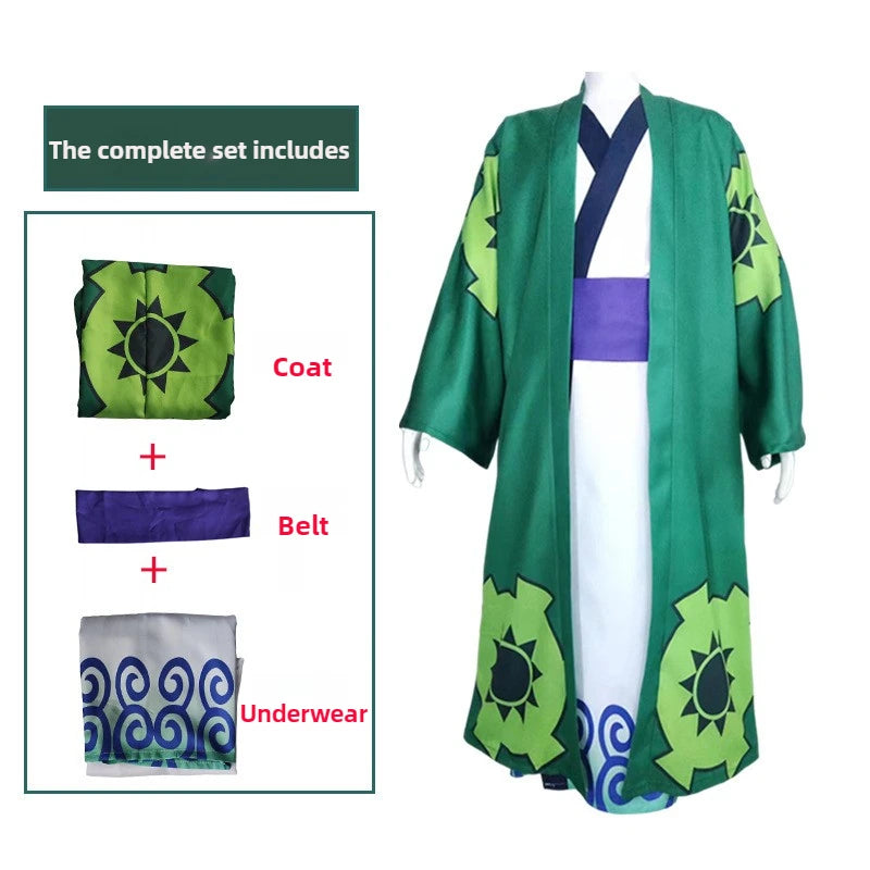 One Piece: Fantasia Wano Country Roronoa Of Zoro Cosplay Kimono Anime Pirate Disfraz Costume Men Male Halloween Carnival Party Clothes