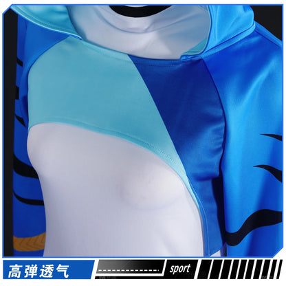 KPop Demon Hunters: Cosplay Costume Women Blue Tiger Hoodie Outfit Idol Style Anime Character Dress Stage Performance Party Event