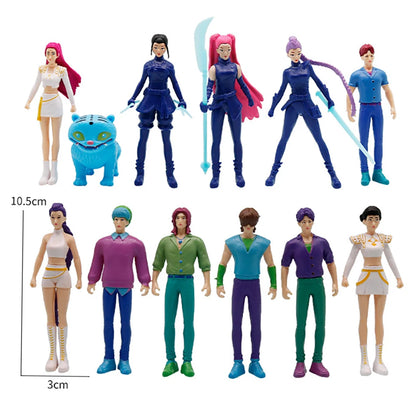 Kpop Demon Hunters Figure Cartoon Kawaii Tiger Rumi Mira Zoey Action Figure PVC Desk Decoration Model Doll Toy Kids Gift