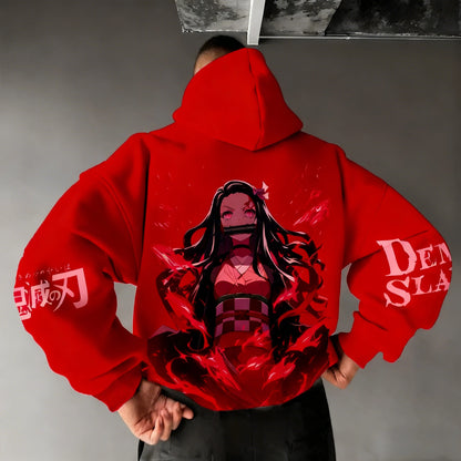 Demon Slayer: Men's Hoodie Sweatshirt Kamado Nezuko Anime Spring Autumn Winter Boy Harajuku Long-sleeved Parent-child Outfit