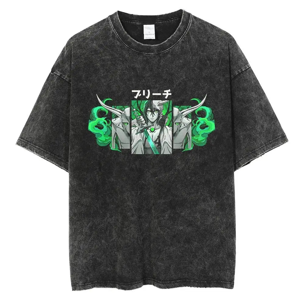 Bleach:Hot BANDAI  Short Sleeve Realm · World Kurosaki Ichigo Gengmu Sword Eight Reaper Anime Printed Peripheral T-shirt T-shirt