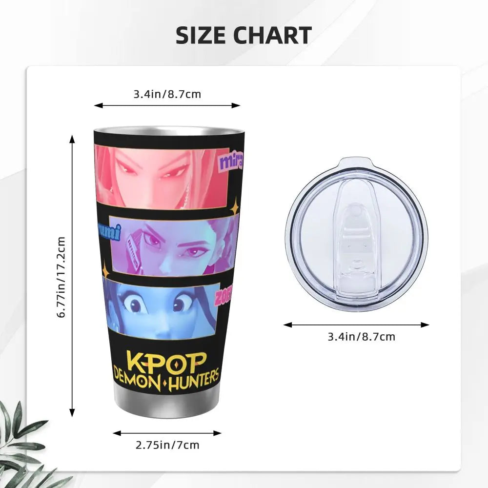 KPop Demon Hunters - Derpy  Insulated Tumbler with Lid Vacuum Thermal Mug Outdoor Travel Car Bottle Cup, 20oz