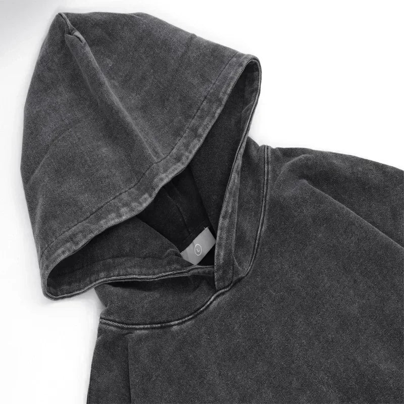 Anime Hoodies Men Women Gothic Manga Hooded Pullover Acid Wash Cotton Casual Sweatshirts Vintage Streetwear Men's Clothing