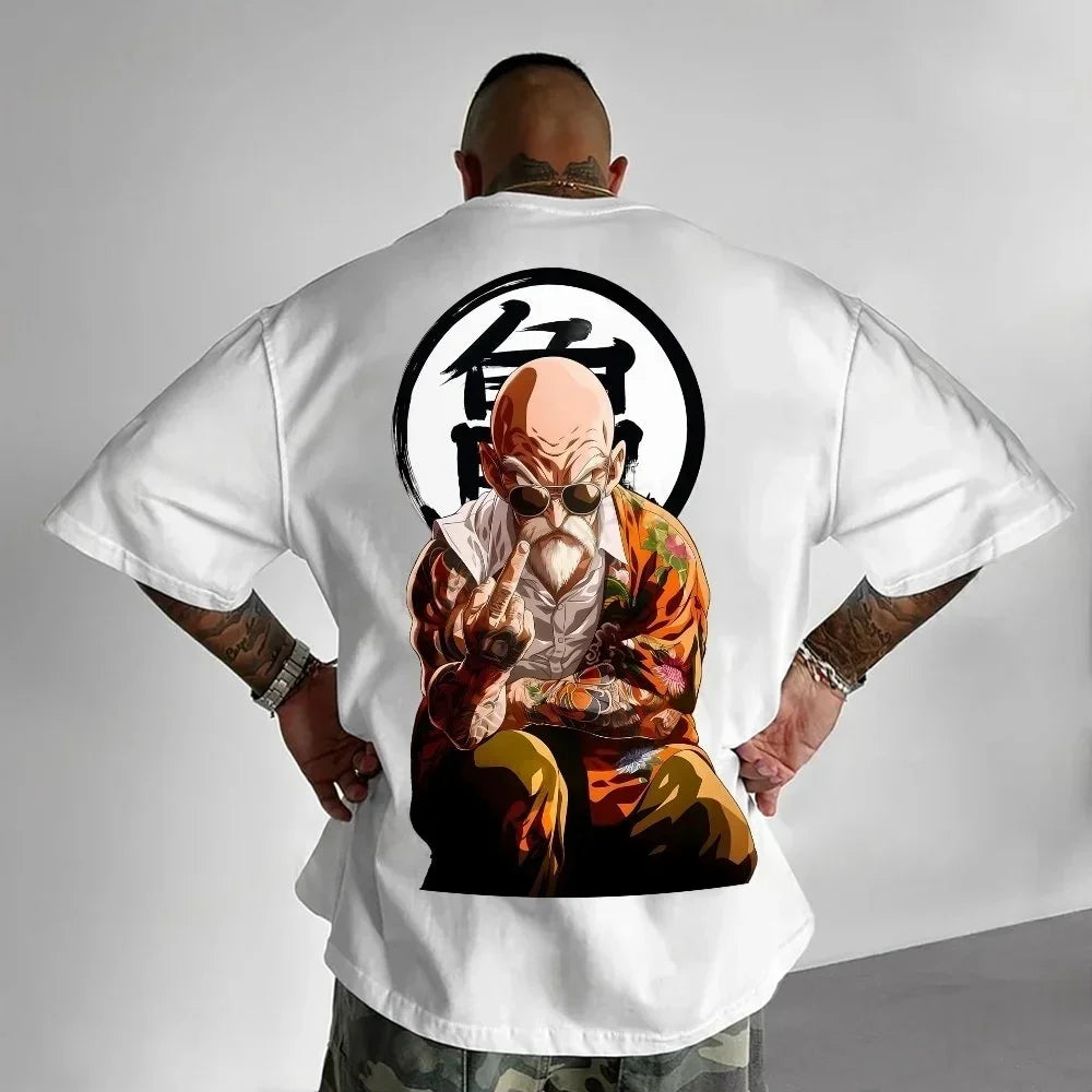 Dragon Ball: Summer Men's T-Shirt Anime Master Roshi Autumn Y2K Harajuku Boy Children's Parent-Child Trend Short Sleeve Winter