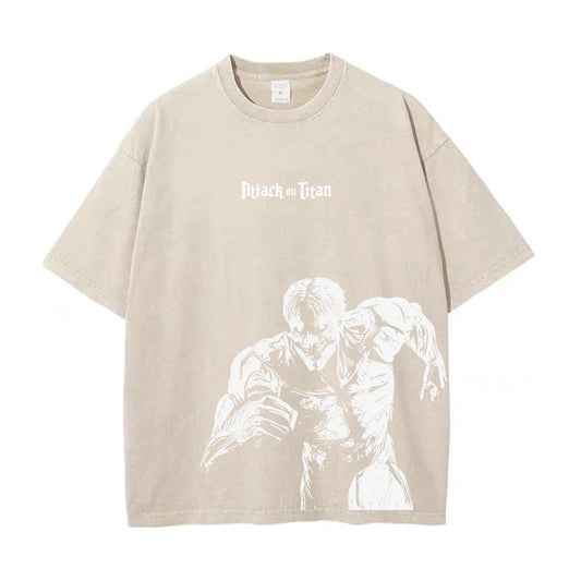 Attack On Titan :T-Shirt Hip Hop Streetwear Graphic Print Oversize Tshirt Short Sleeve Cotton Loose Vintage Tops