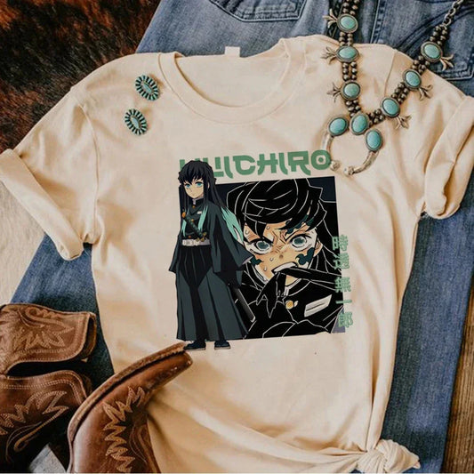 Demon Slayer: Muichiro Tokito t shirt manga summer anime tshirt girl comic anime clothing