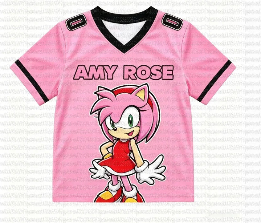 Sonic The Hedgehog: Summer Boy's Girls Casual Sports Style Sonic Print Short Sleeve V-Neck Men's Women's Casual T-shirt Tops