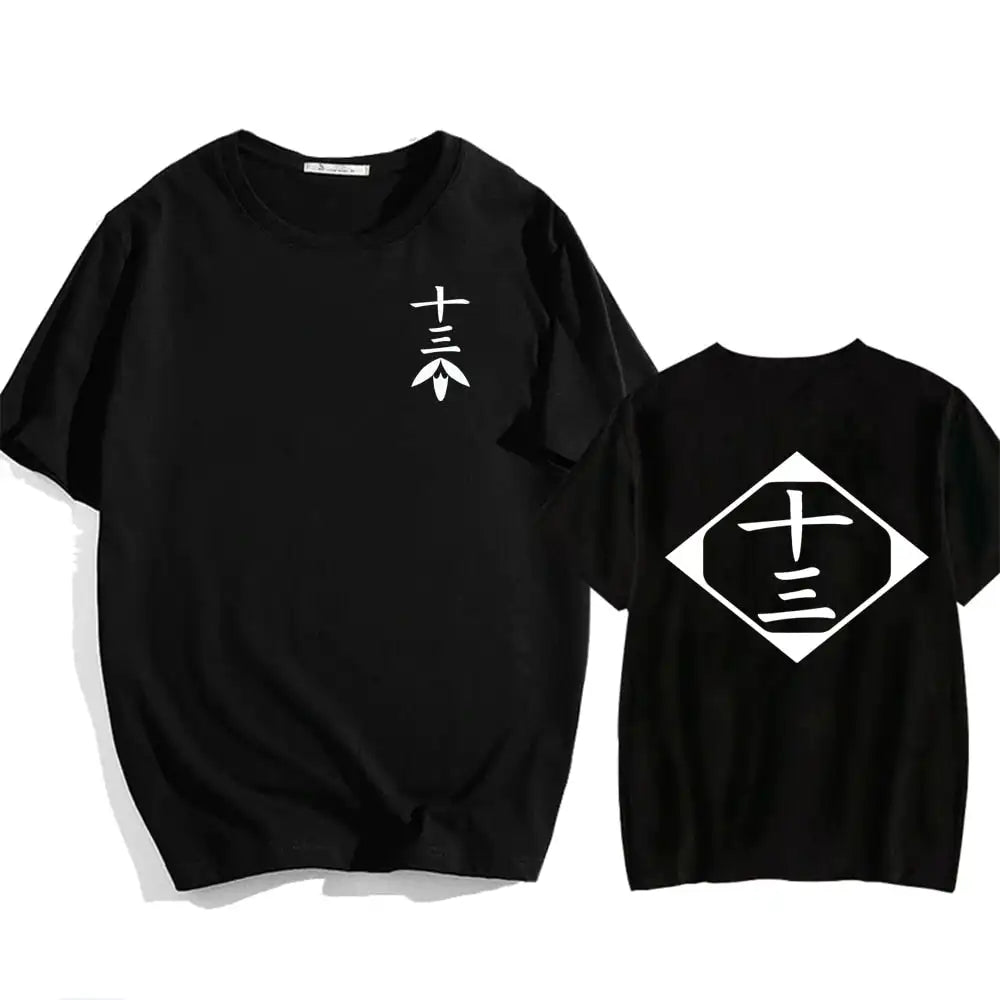 Bleach: Soul Society  Print T-shirt  Oversized Casual Cotton Black and White Short Sleeves Men's Clothing