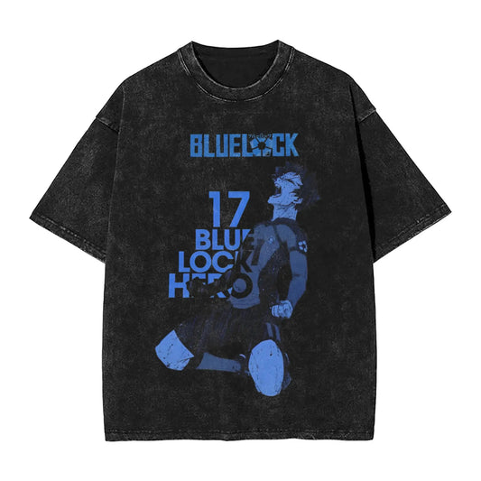 Blue Lock: ISAGI YOICHI T Shirt Printed Cotton Washed  Retro T-Shirts