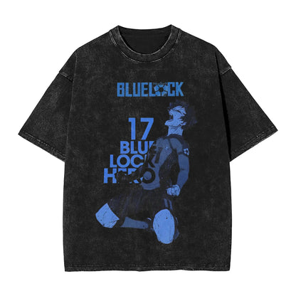 Blue Lock: ISAGI YOICHI T Shirt Printed Cotton Washed  Retro T-Shirts