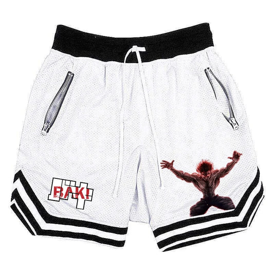 Baki Hanma: Active Athletic Shorts for  Print Breathable Quick Dry Basketball Shorts with Zippered Pockets Gym Fitness
