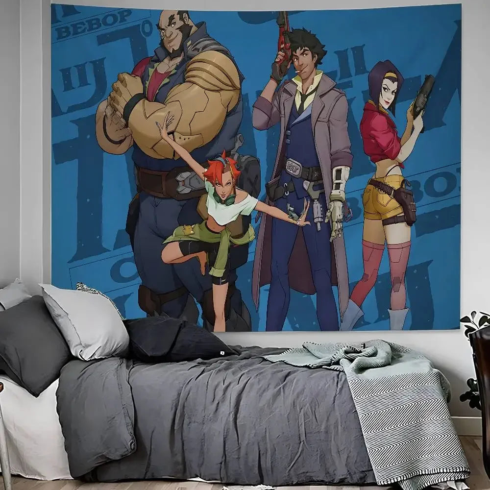 Cowboy Bebop: Anime Hanging Bohemian Tapestry Hanging Tarot Hippie Wall Rugs Dorm Home Decor