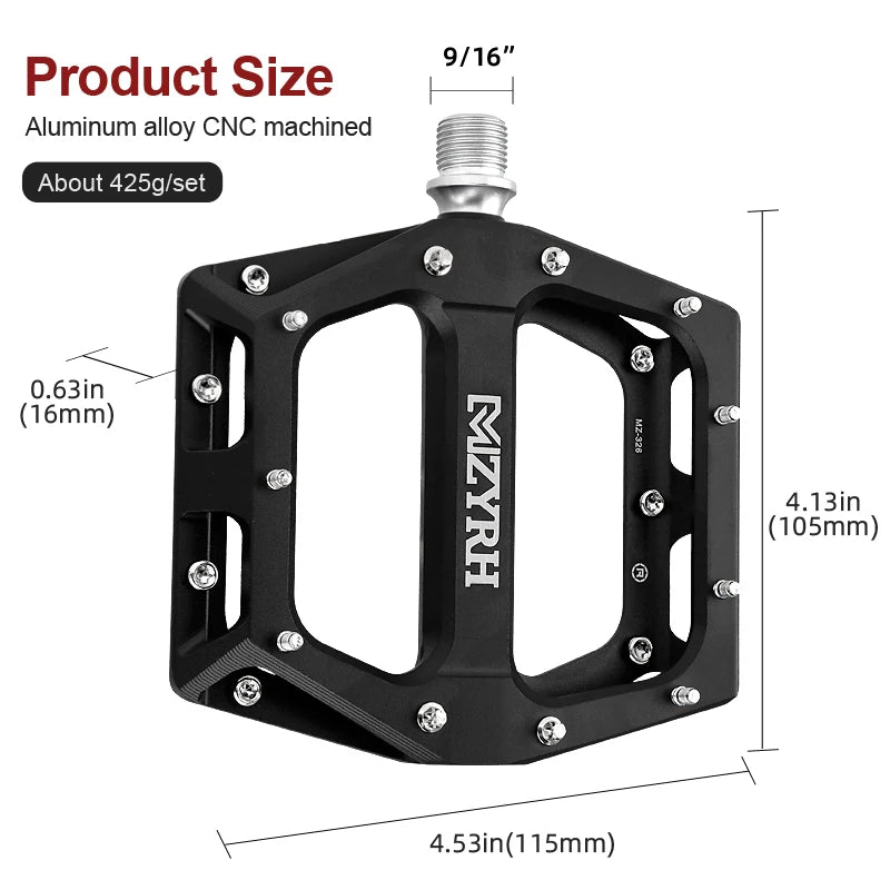 Yowamushi Pedal: MZYRH  Bike Pedals MTB Pedal Aluminum Bicycle Wide Platform Flat Pedals 9/16"  Sealed Bearing Bicycle Pedals