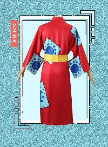 One Piece: Anime Luffy Cosplay Costume, Wano Country Monkey Cosplay Kimono pour hommes adultes chapeau cardigan rouge, olympiques Halloween